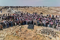 | Photo: AP/Ghaith Alsayed : Mourners pray over the bodies of five members of the same family, including three children, killed in a Jordanian airstrike, which Jordan acknowledged had killed civilians, during the funeral in Al-Tuff in southern Syria's Daraa province, Tuesday, Oct. 27, 2026. 
