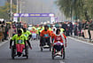 | Photo: PTI/Burhaan Kinu : Differently-abled persons take part in a cycle race titled 'Pedal Through Paradise' organised by the Jammu and Kashmir Police, in Srinagar.