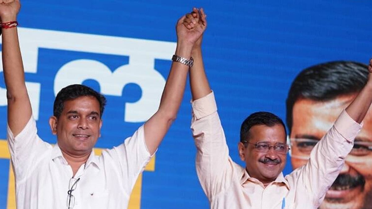 New entrant Amit Palekar with AAP Chief Arvind Kejriwal
