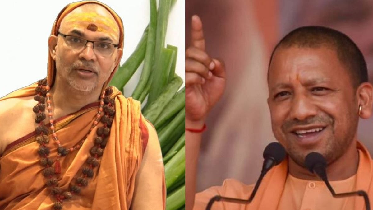 Swami Avimukteshwaranand (Left) and UP Chief Minister Yogi Adityanath (Right)