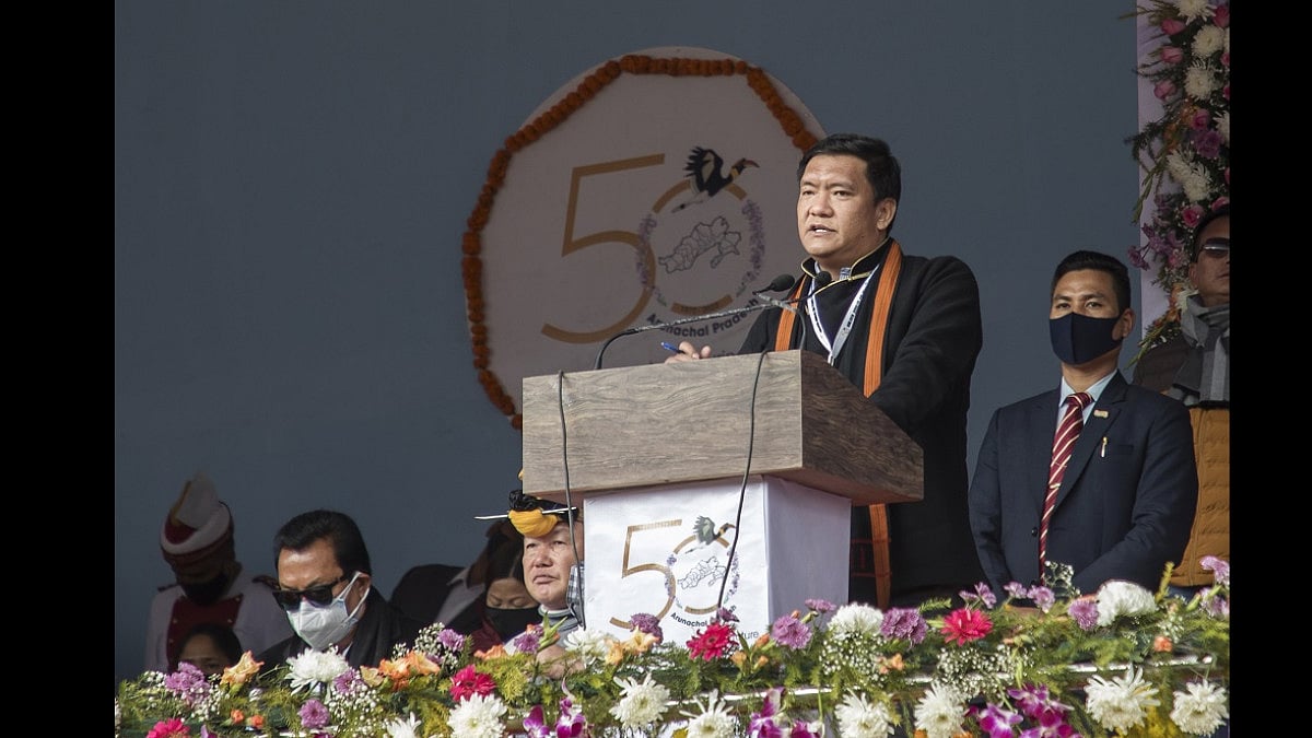 Arunachal Pradesh Chief Minister Pema Khandu speaks at the inaugural ceremony