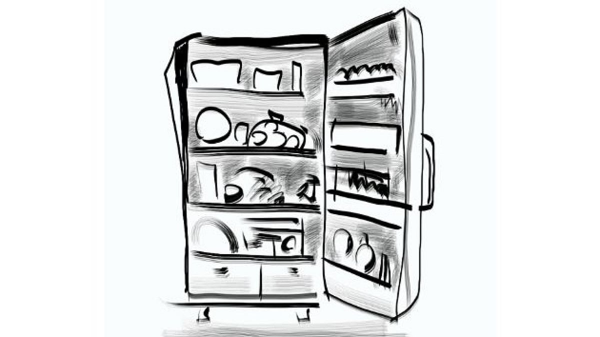 Food arranged inside a refrigerator. 