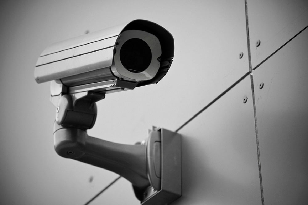 CCTV camera on a wall. 
