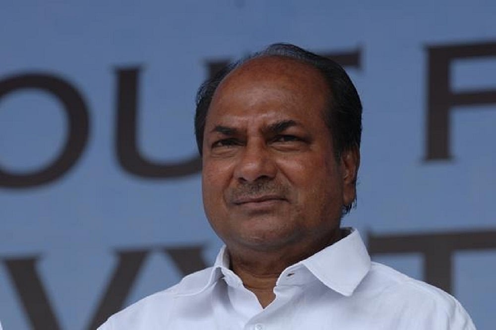 Former Defence Minister A K Antony 