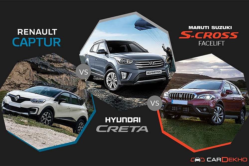 Renault Captur Vs Hyundai Creta Vs Maruti S-Cross Facelift