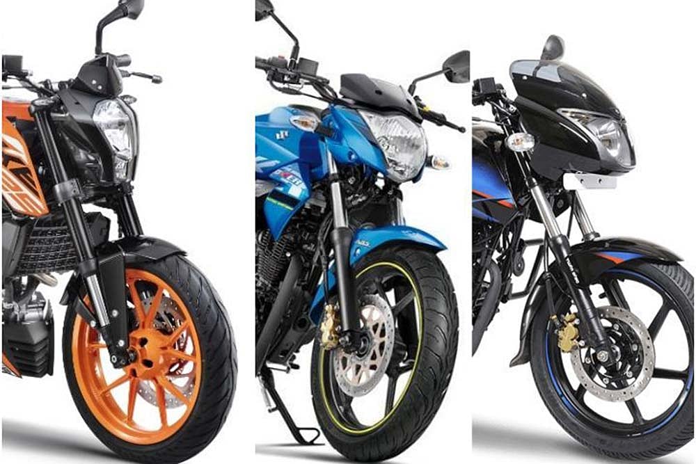 KTM 125 Duke vs Suzuki Gixxer vs Bajaj Pulsar 150 Twin-disc
