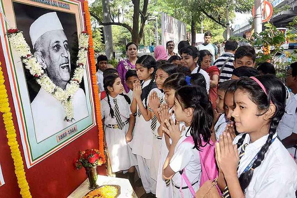 Children celebrating Nehru on Bal Diwas