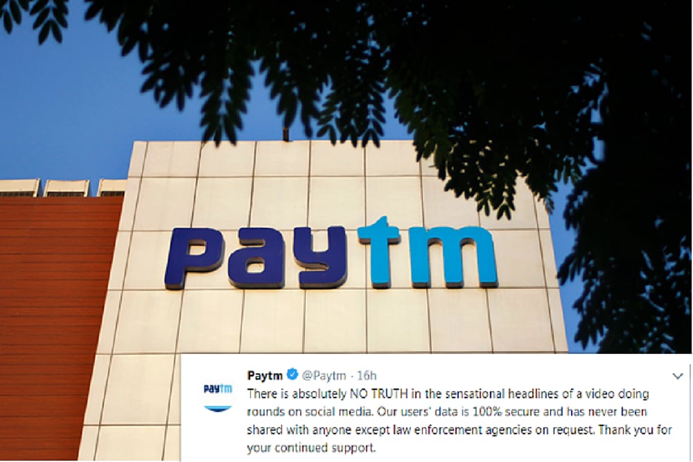 'User Data 100% Secure, Never Shared With Anyone Except Law Enforcement Agencies,' Says Paytm