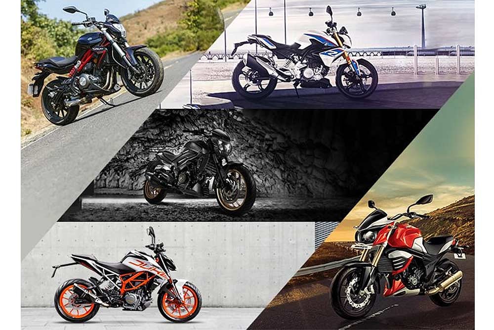 BMW G 310 R vs 390 Duke vs Dominar 400 vs Mojo XT 300 vs TNT 300 - Spec Comparo