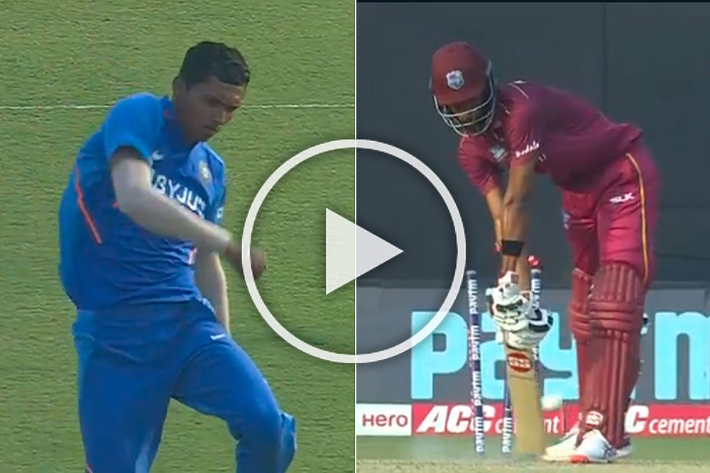 IND Vs WI, 3rd ODI: Debutant Navdeep Sainis Deadly Yorker Leaves Roston Chase Clueless In Cuttack - WATCH