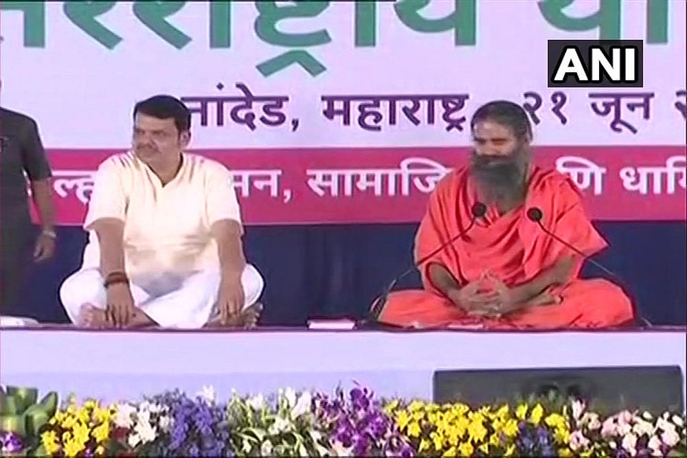 Ramdev, Maharashtra CM Perform Yoga On World International Yoga Day