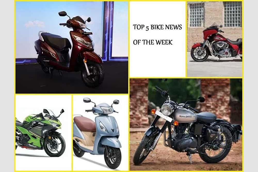 Top 5 Bike News Of The Week: Affordable RE Classic 350, New Honda Activa 125 6G and TVS Jupiter Grande with Bluetooth launched, 2020 Ninja 400, new Indian Motorcycles range & More