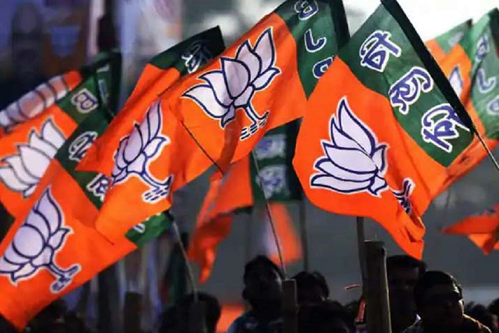 Representational Image : BJP workers protest before Sandeshkhali Police Station |