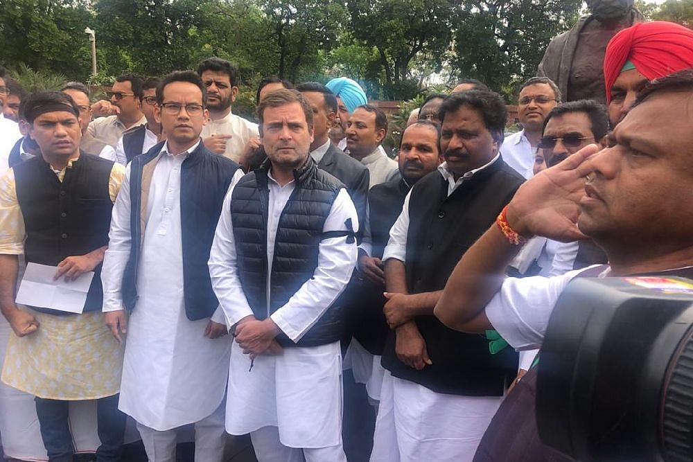 Rahul Gandhi Leads Protest Against Suspension Of 7 Congress MPs From Lok Sabha