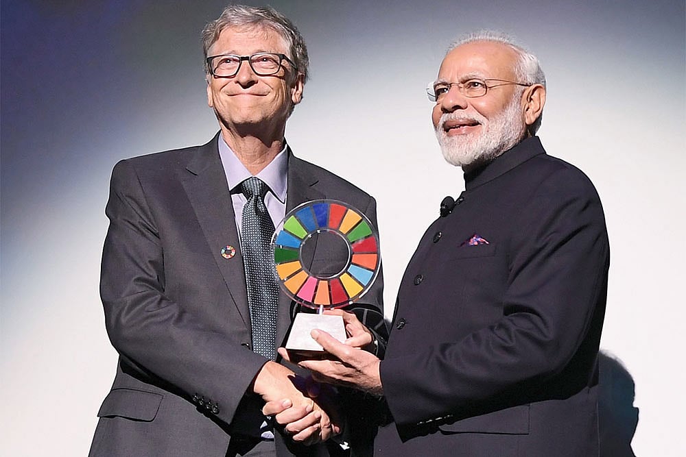 Narendra Modi in an interaction with Bill Gates