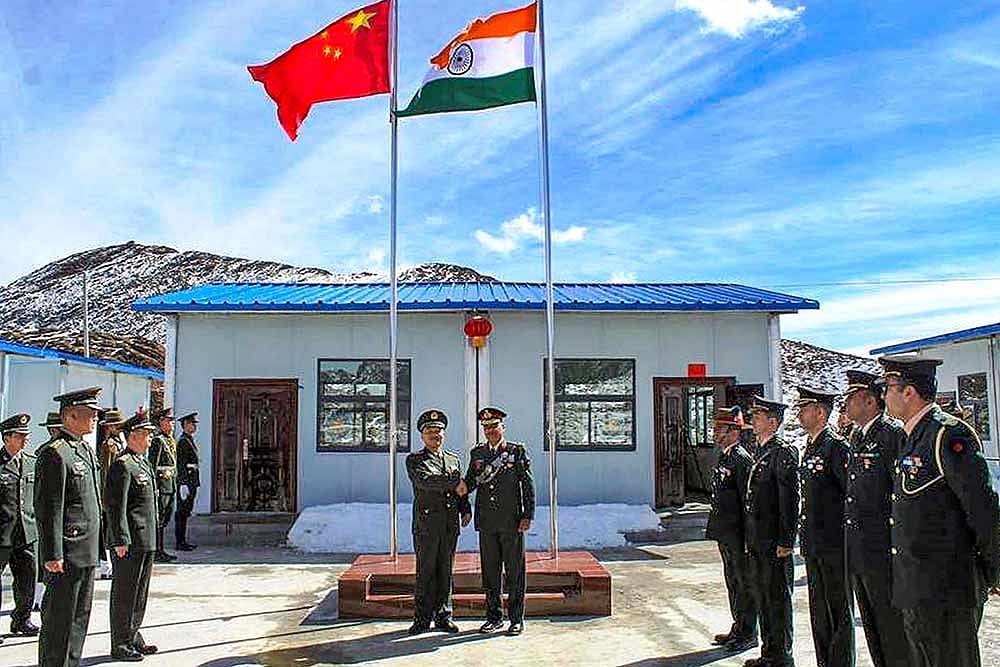 Indian and Chinese military officials at the border.