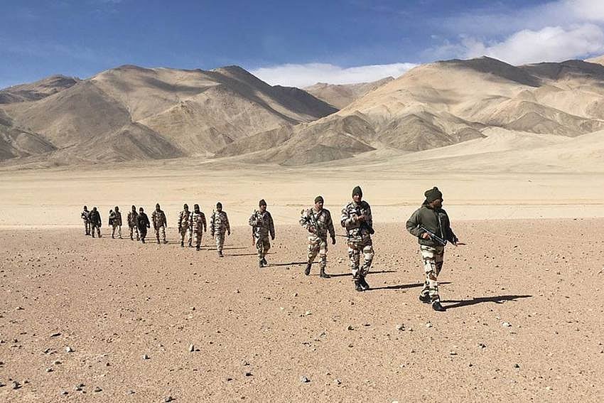 Indian soldiers on a patrol duty in Ladakh region