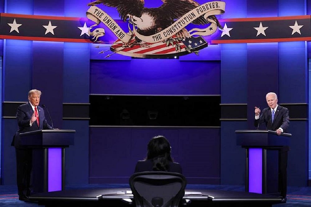 Joe Biden trailing behind Donald Trump in six of the seven battleground states - null