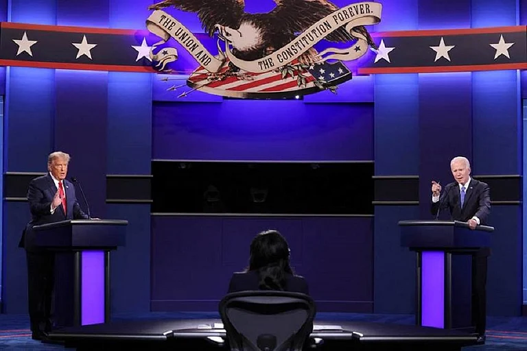 Joe Biden trailing behind Donald Trump in six of the seven battleground states - null