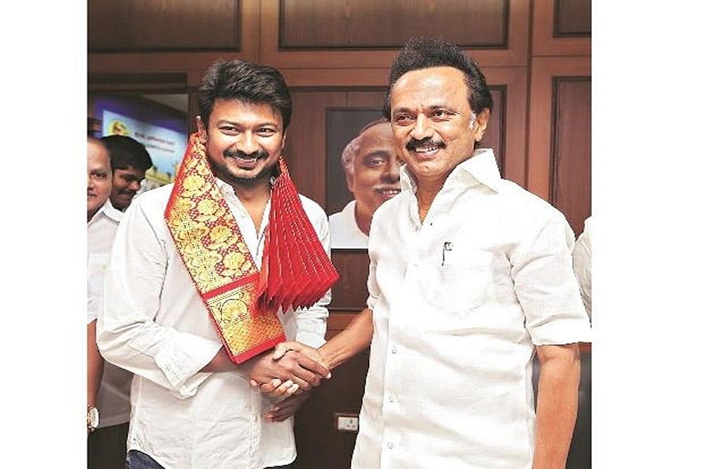 MK Stalin with his son Udhayanidhi
