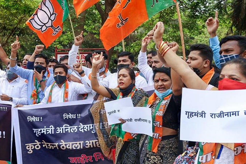 Maharashtra: BJP Holds Protests, Demands Anil Deshmukh’s Resignation After Corruption Allegations