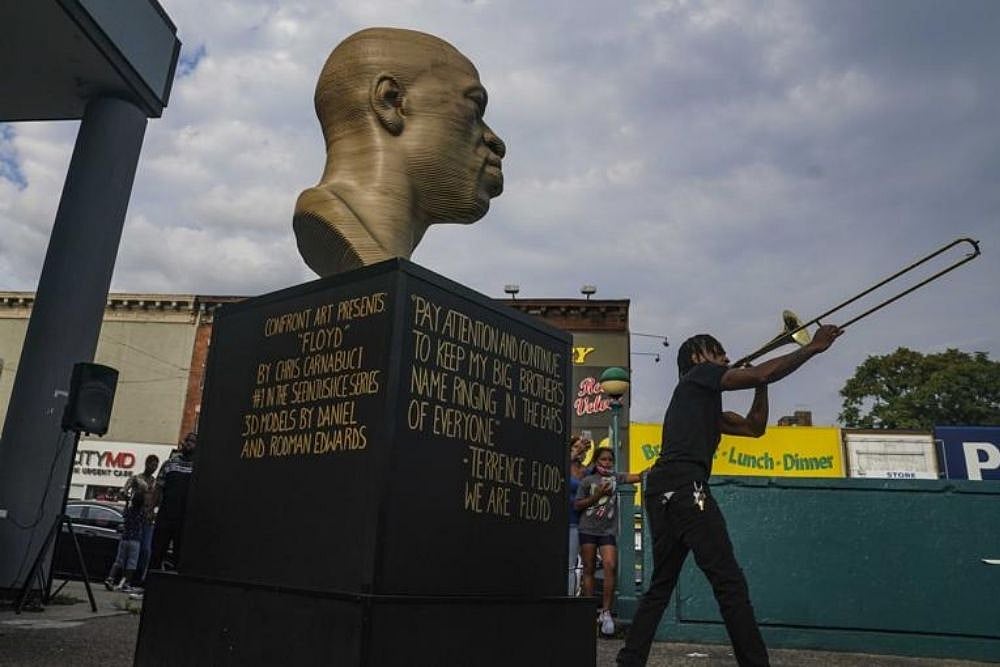 George Floyd Statue Vandalised With Racist Symbols 5 Days After Installation