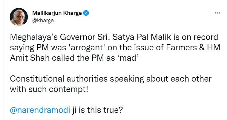 Mallikarjun Kharge Targets PM Modi After Meghalaya Governors Arrogant Remark