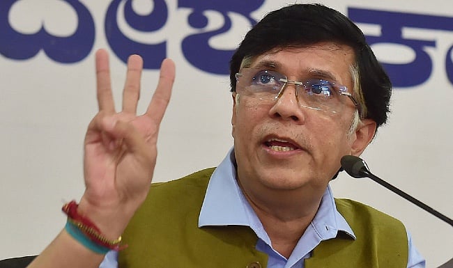 Congress spokesperson Pawan Khera was addressing a press conference. PTI Pholto/ Shahbaz Khan