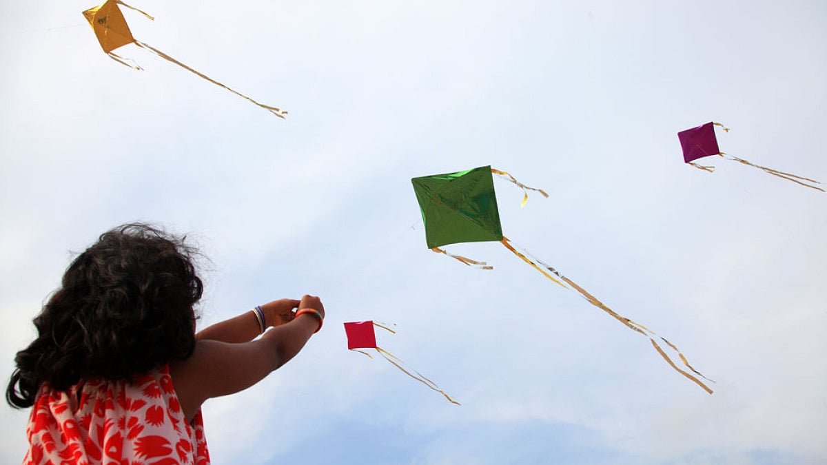 Kite flying in Gujarat during Makar Sankranti