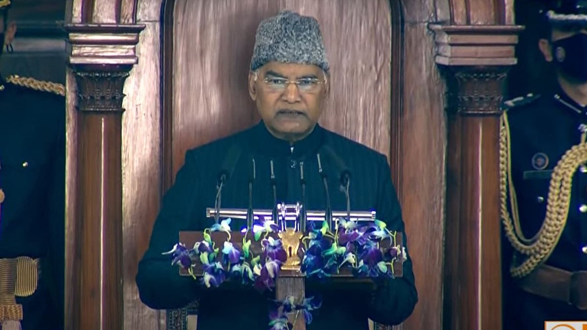 President Ram Nath Kovind addressing the Parliament.