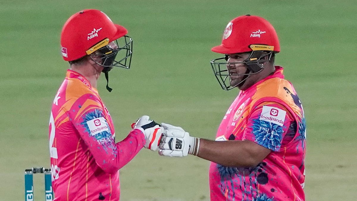 Islamabad United's Colin Munro and Azam Khan during their PSL match against Quetta Gladiators.