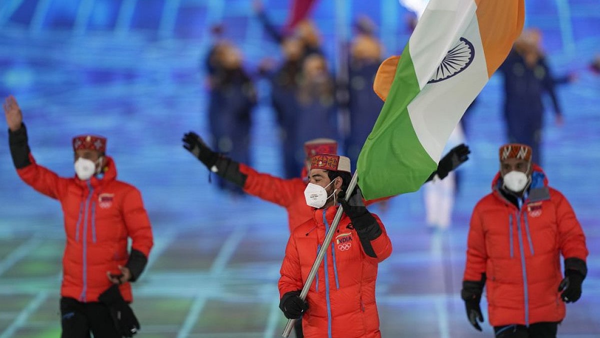 Arif Khan leads Indian contingent in the opening ceremony of 2022 Winter Olympics.