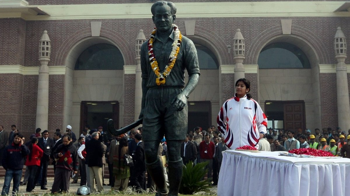 The statue of Dhyan Chand at the National Stadium in Delhi is among the most prominent in India.