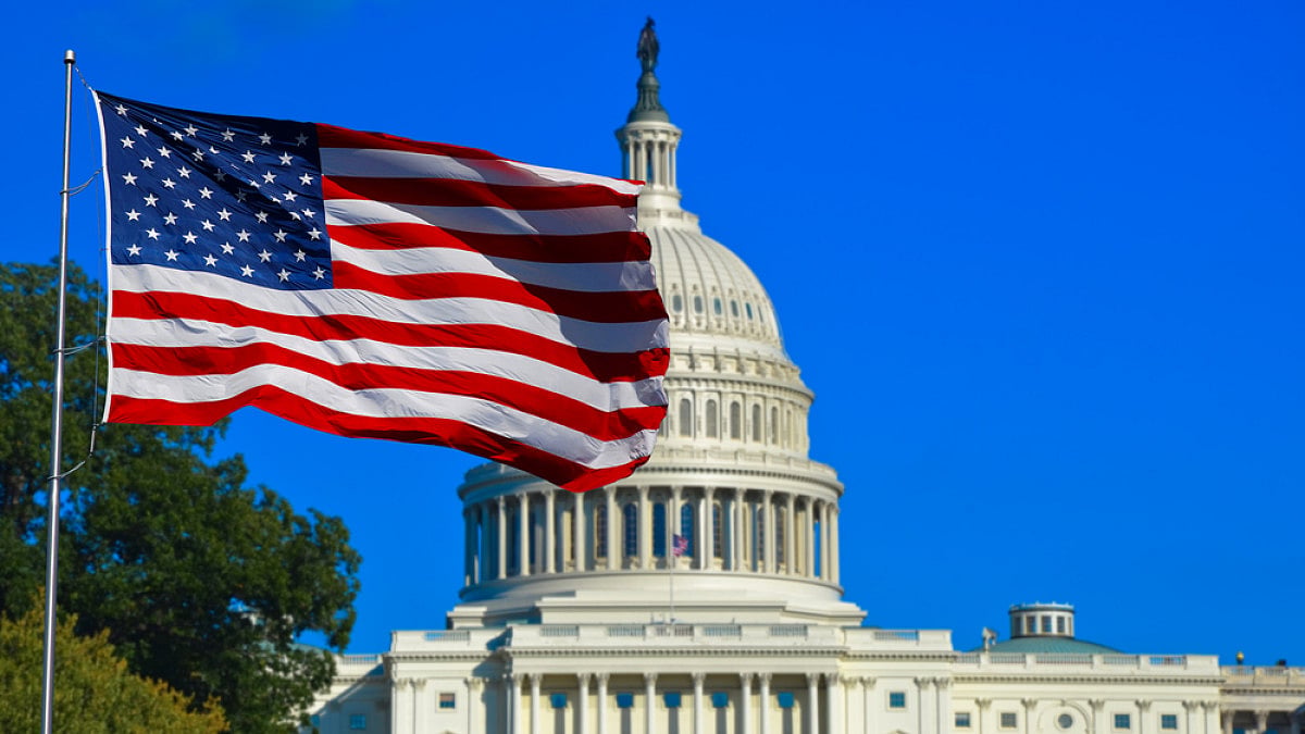 USA Flag and Capitol Building