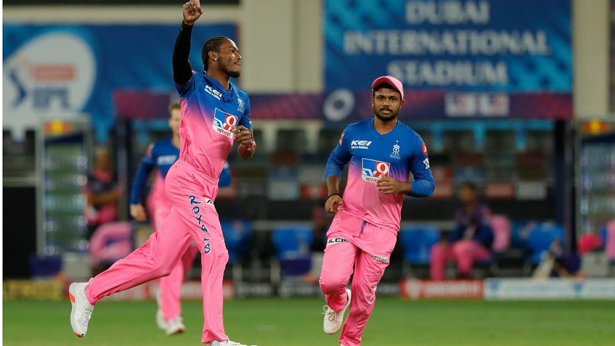 Jofra Archer in action for Rajasthan Royals during the 2020 edition of IPL.