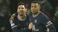 AP : In Lionel Messi, left, and Kylian Mbappe, in a match for PSG at the UEFA Champions League