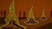 Illustration of Hindu funeral pyres