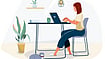 A Hybrid Life On The Precipice Of Gloom Illustration of a woman at work
