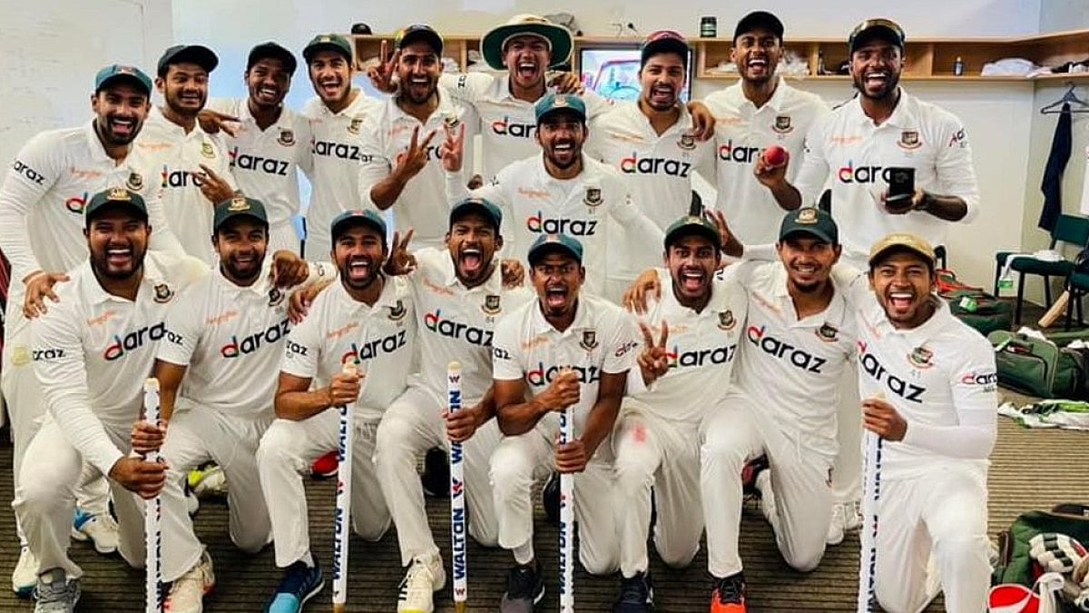 Bangladesh national cricket team after winning its first-ever Test match Vs New Zealand last year.