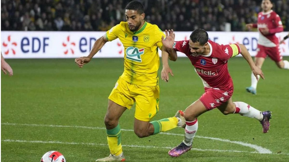Action during Nantes vs Monaco during their French Cup 2021-22 semifinal. 