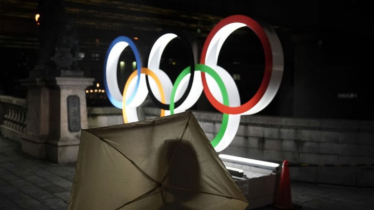 Olympics Insignia Atop n Athletes Village - null