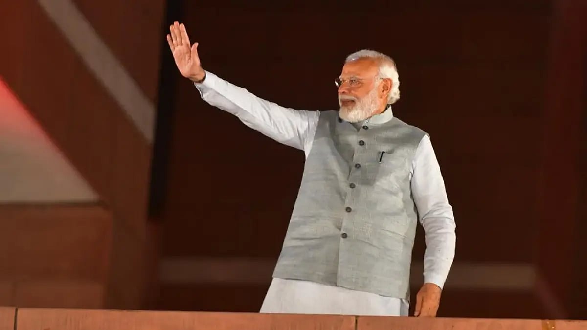 PM Narendra Modi during his address at BJP headquarters in New Delhi.