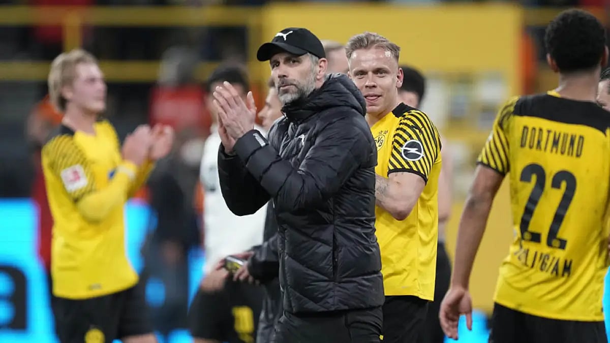 Borussia Dortmund's head coach Marco Rose after their win against Arminia Bielefeld.