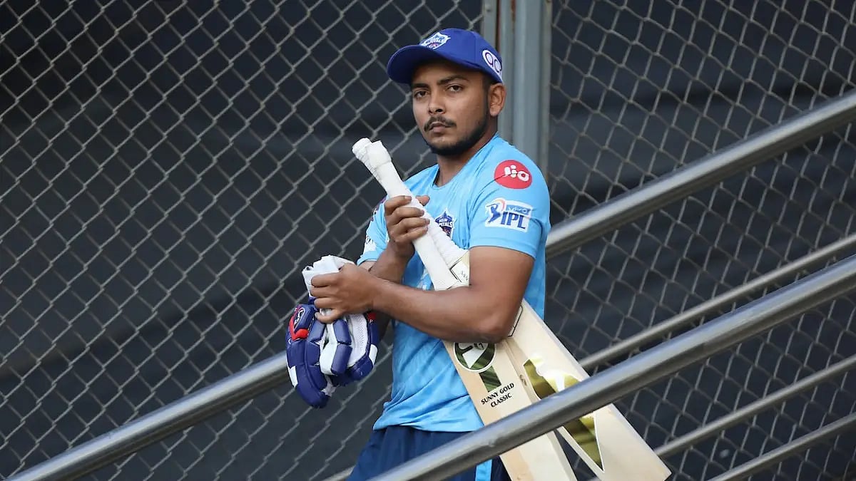 File : Prithvi Shaw during the 2021 IPL season