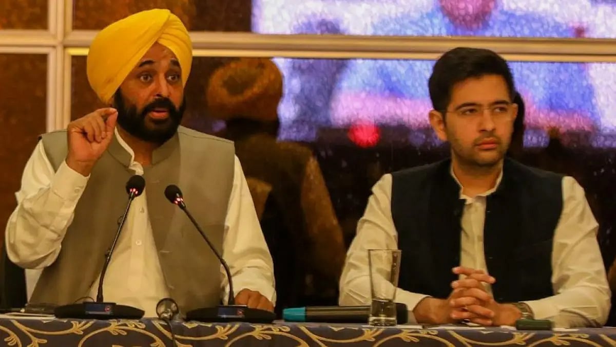 Punjab's CM Bhagwant Mann and AAP's Raghav Chadha