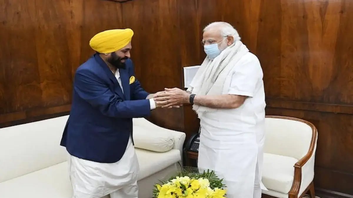 Punjab CM Bhagwant Mann meets PM Modi.