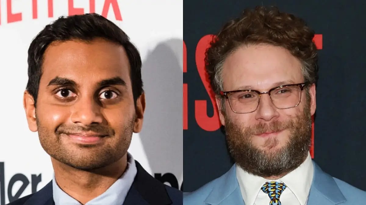 Actors Aziz Ansari and Seth Rogen