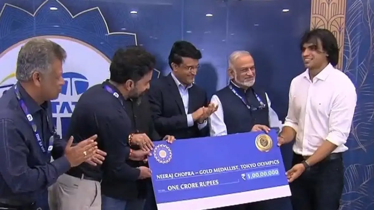 Tokyo Olympics gold medalist Neeraj Chopra got a reward of INR 1 crore from BCCI.