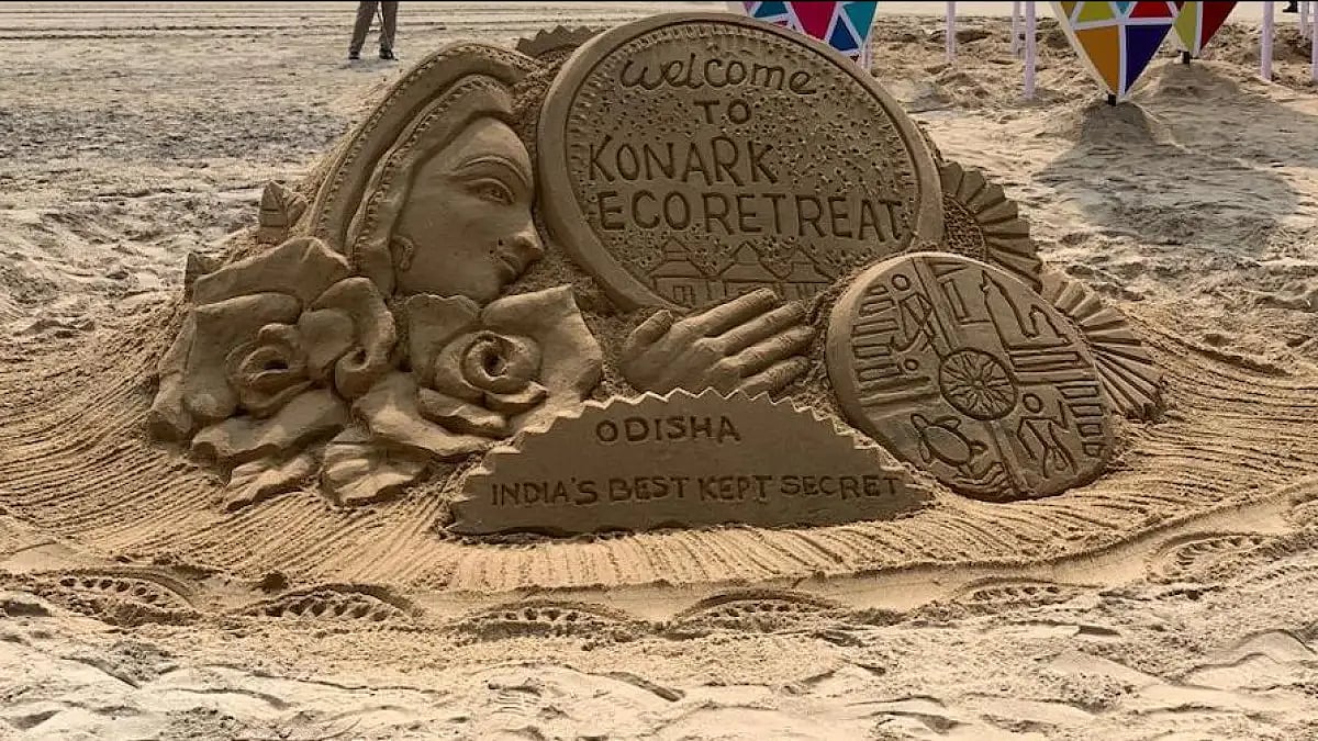 Sand art welcoming guests at the retreat 