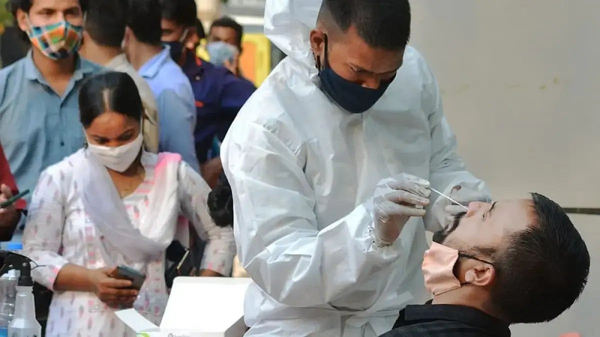 A person being tested for COVID-19